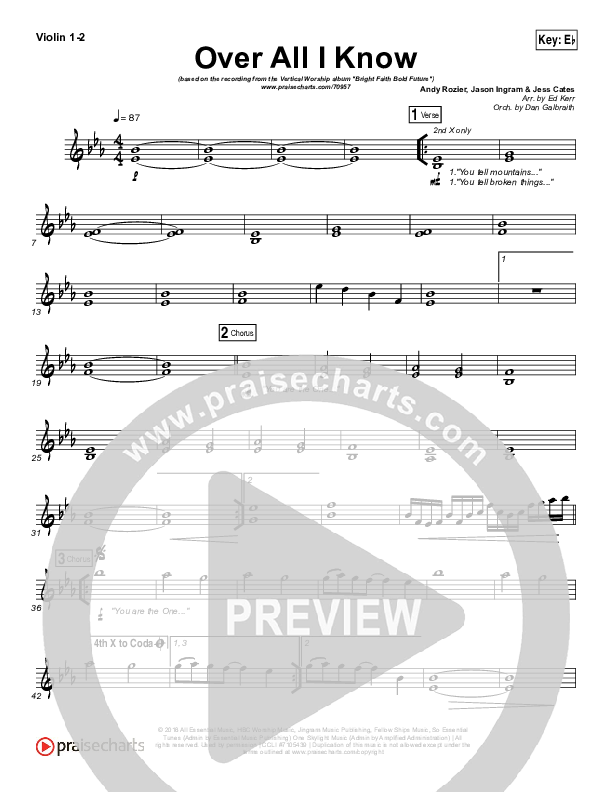 Over All I Know Violin 1/2 (Vertical Worship)
