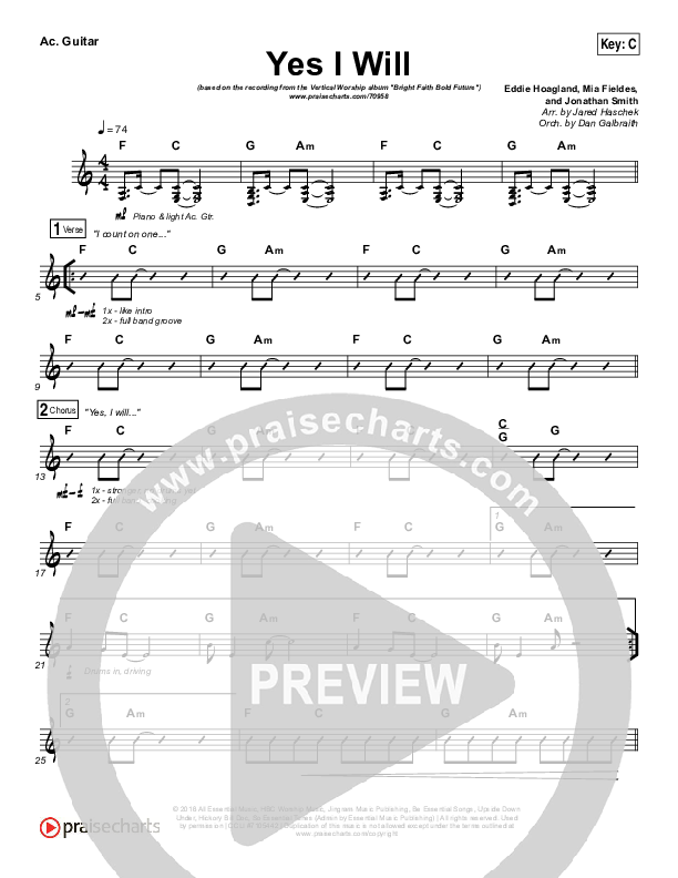 Yes I Will Rhythm Chart (Vertical Worship)