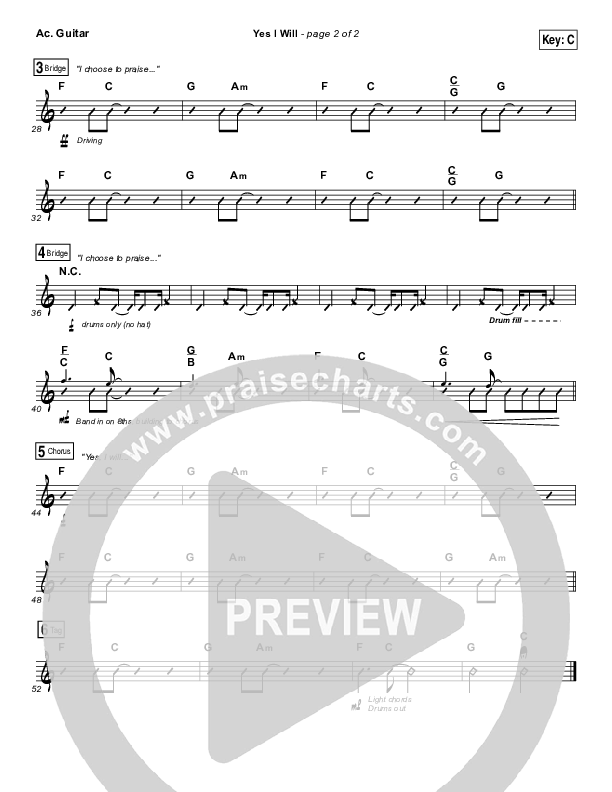 Yes I Will Acoustic Guitar (Vertical Worship)