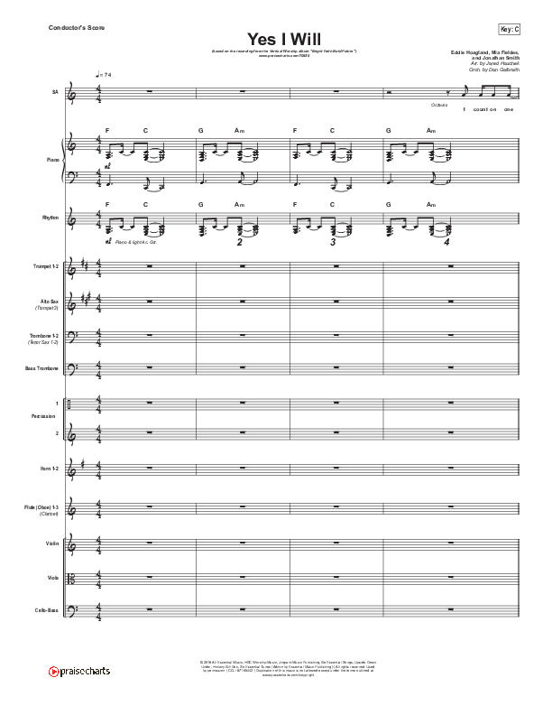 Yes I Will Conductor's Score (Vertical Worship)