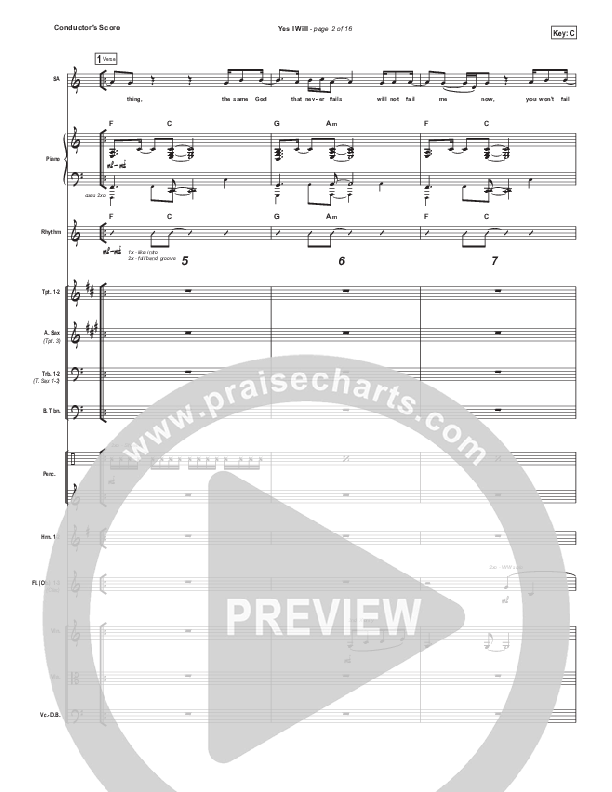 Yes I Will Conductor's Score (Vertical Worship)