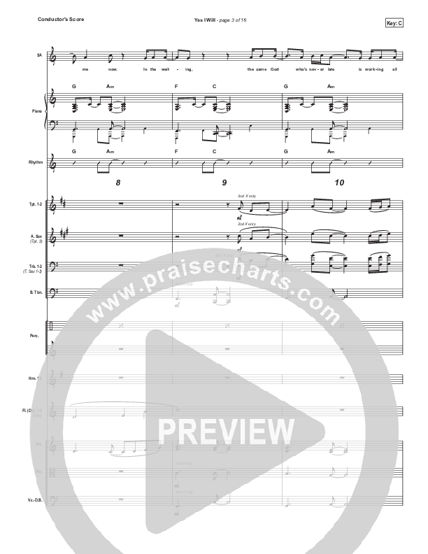 Yes I Will Conductor's Score (Vertical Worship)