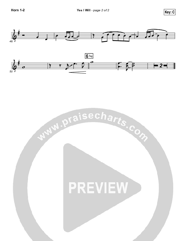 Yes I Will French Horn 1,2 (Vertical Worship)
