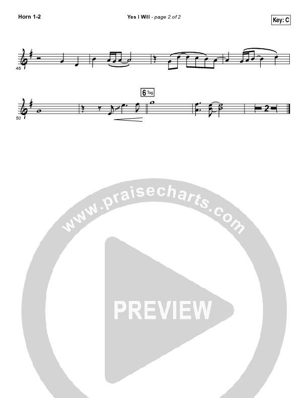 Yes I Will French Horn 1,2 (Vertical Worship)