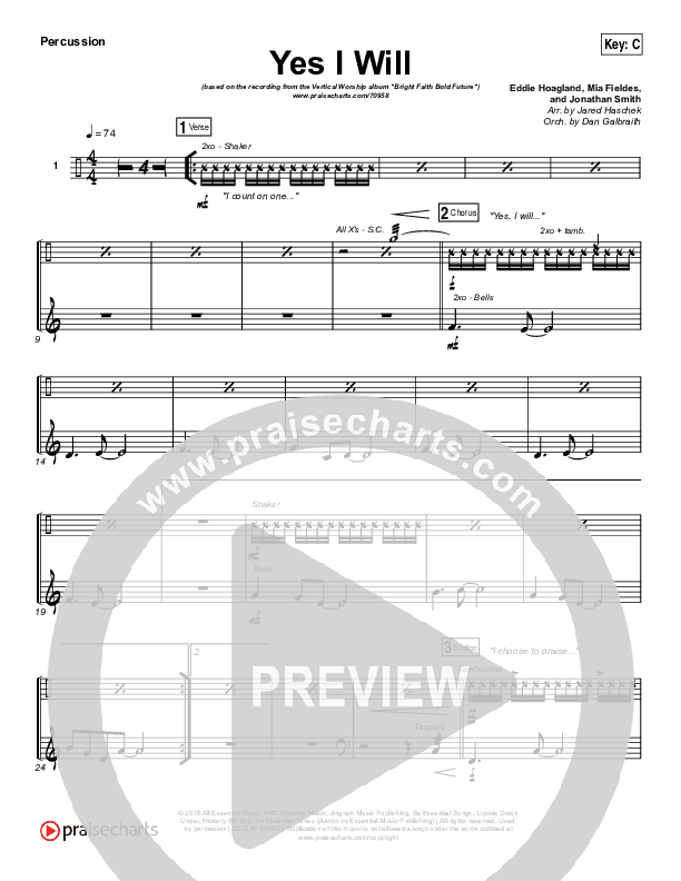 Yes I Will Percussion (Vertical Worship)