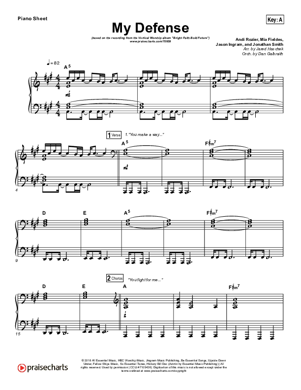My Defense Piano Sheet (Vertical Worship)