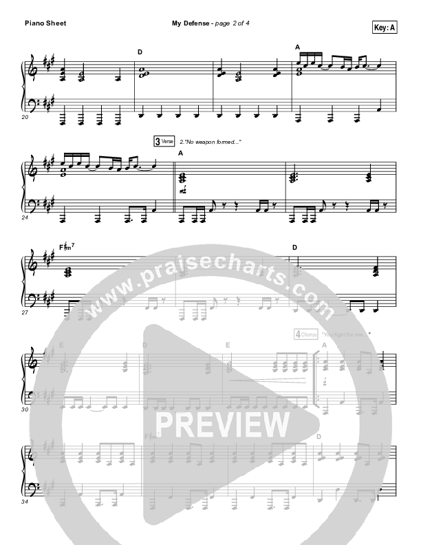 My Defense Piano Sheet (Vertical Worship)