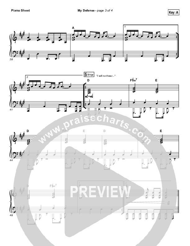 My Defense Piano Sheet (Vertical Worship)