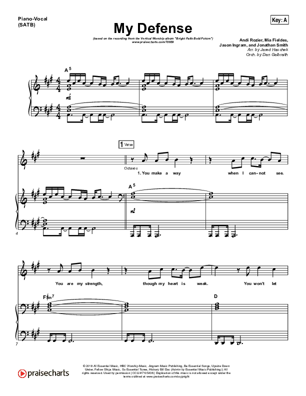My Defense Piano/Vocal (SATB) (Vertical Worship)