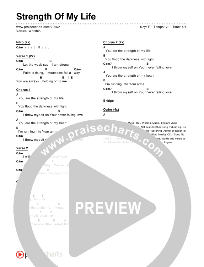 Strength Of My Life Chords & Lyrics (Vertical Worship)
