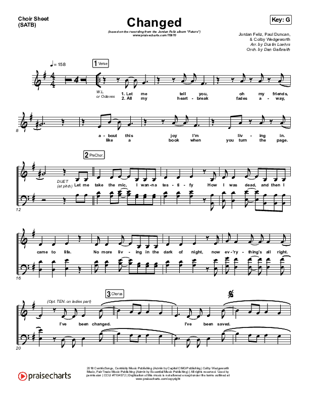 Changed Choir Vocals (SATB) (Jordan Feliz)