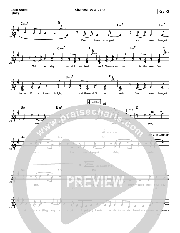 Changed Lead Sheet (SAT) (Jordan Feliz)