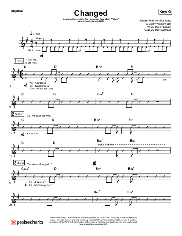 Changed Rhythm Chart (Jordan Feliz)