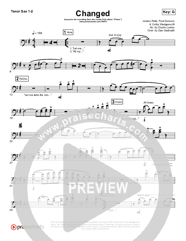 Changed Tenor Sax 1/2 (Jordan Feliz)