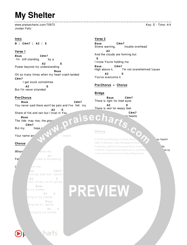 My Shelter Chords & Lyrics (Jordan Feliz)