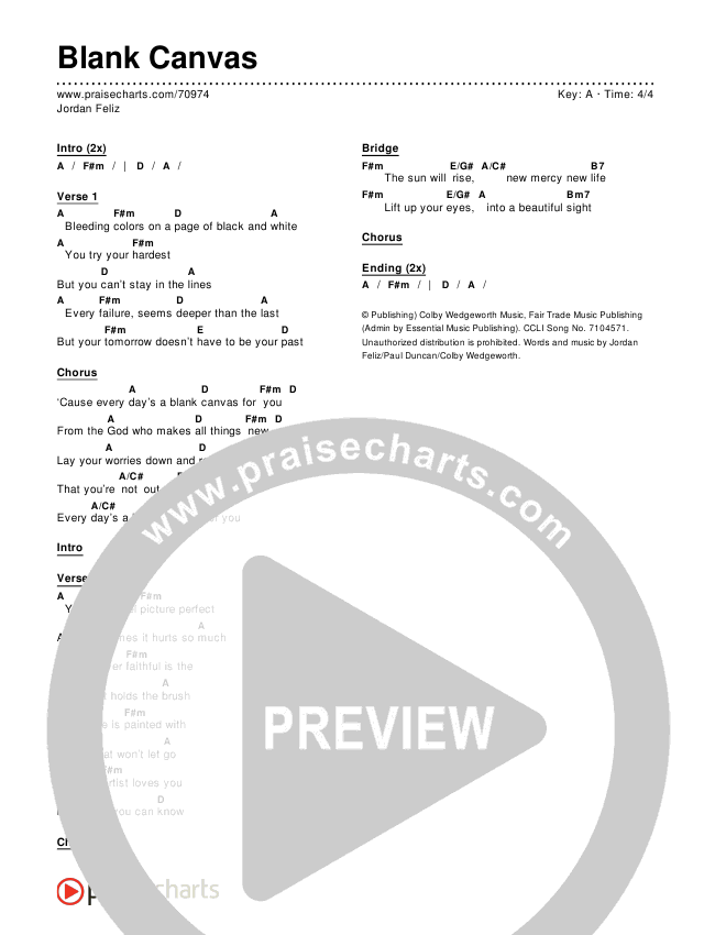 Blank Canvas Chords & Lyrics (Jordan Feliz)