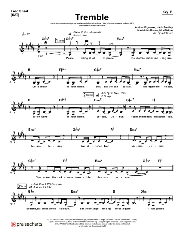 Tremble Lead Sheet (SAT) (The Worship Initiative)