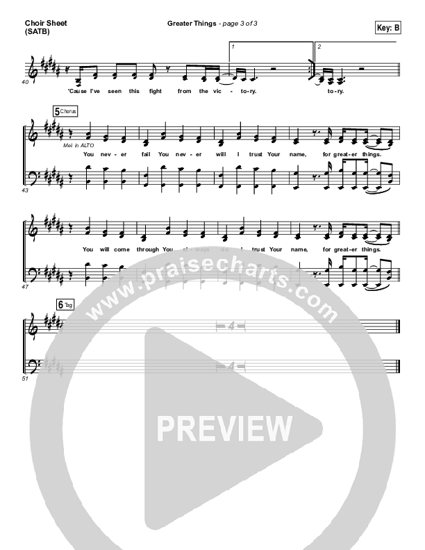 Greater Things Choir Sheet (SATB) (Mack Brock)