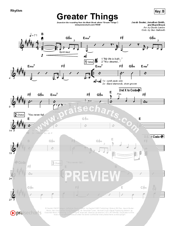 Greater Things Rhythm Chart (Mack Brock)