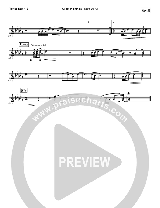 Greater Things Tenor Sax 1/2 (Mack Brock)