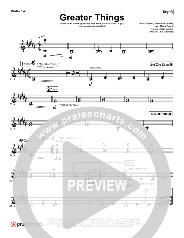 Greater Things Violin 1/2 (Mack Brock)