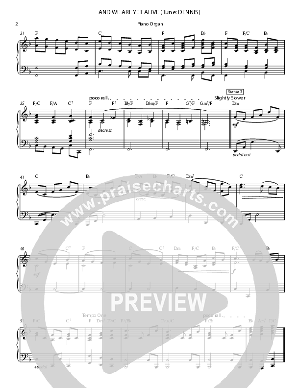 And We Are Yet Alive Piano Sheet ()
