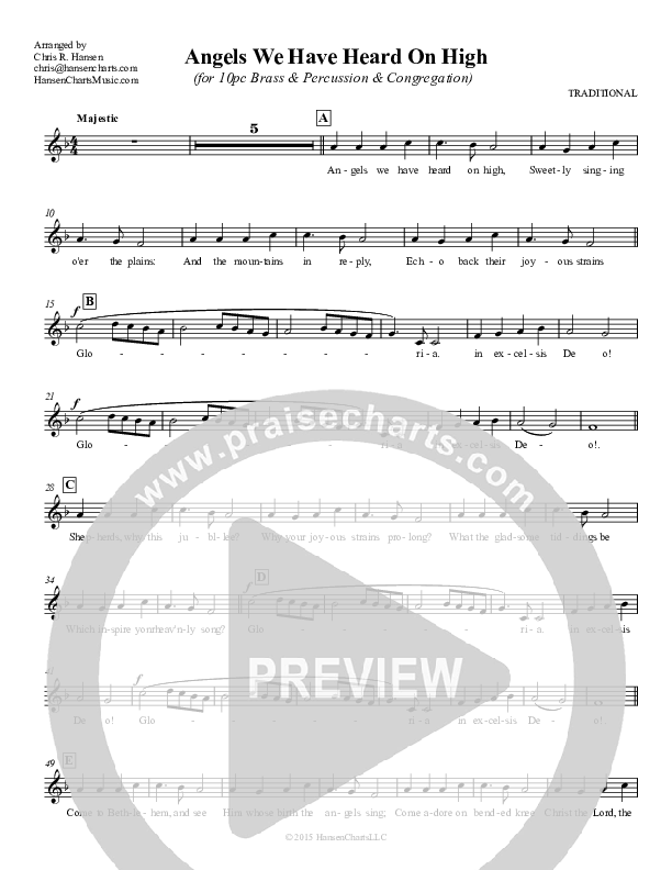 Angels We Have Heard On High Lead Sheet ()