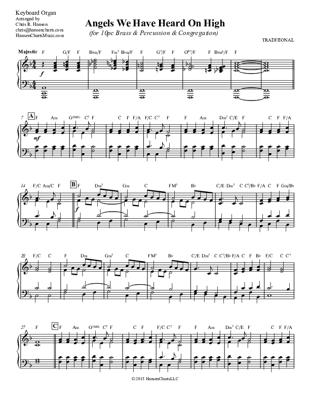Angels We Have Heard On High Piano Sheet ()