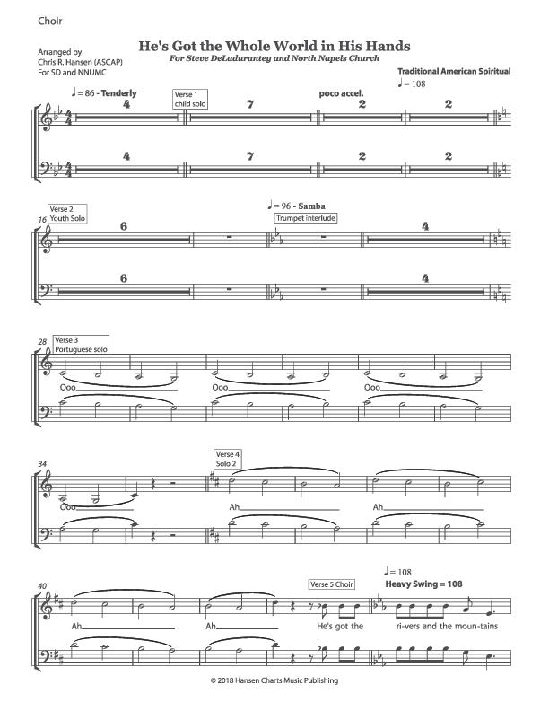 He's Got The Whole World In His Hands Choir Sheet (SATB) ()
