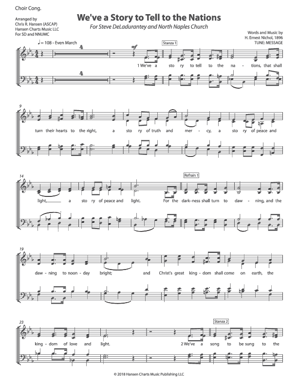 We've A Story To Tell The Nations Choir Sheet (SATB) ()