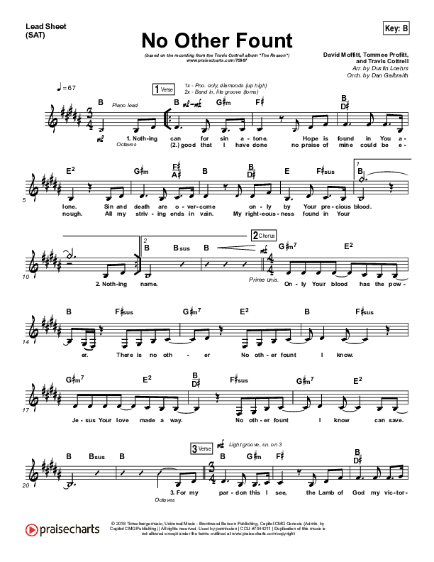 No Other Fount Lead Sheet (SAT) (Travis Cottrell)