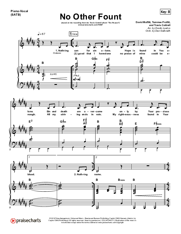 No Other Fount Piano/Vocal (SATB) (Travis Cottrell)