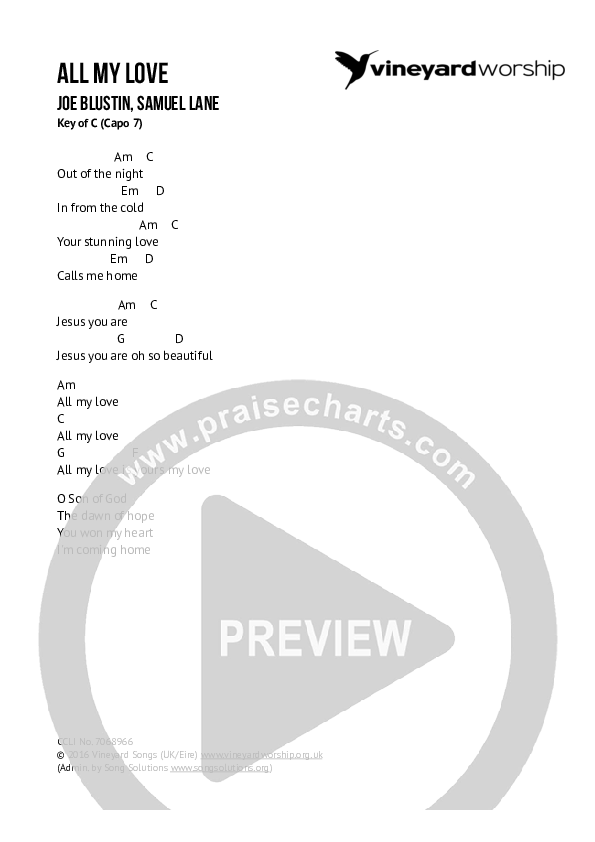 All My Love Chords & Lyrics (Samuel Lane)