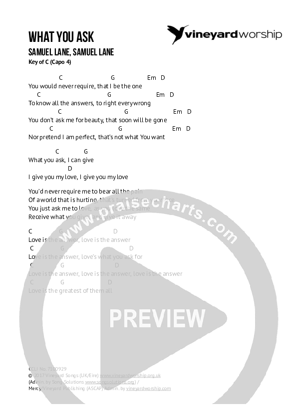 What You Ask Chords & Lyrics (Samuel Lane)