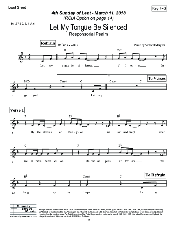 Let My Tongue Be Silenced (Psalm 137) Lead Sheet (Victor Rodriguez)