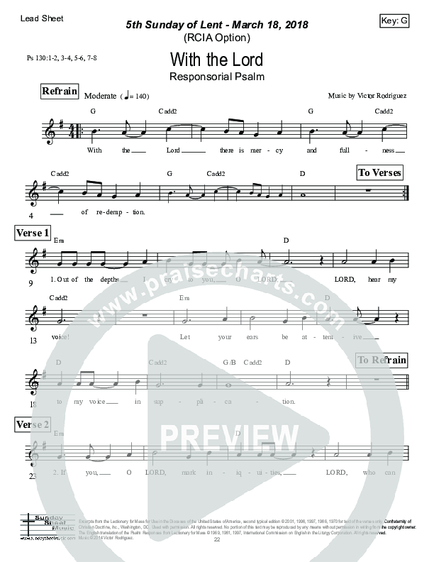 With The Lord (Psalm 130) Lead Sheet (Victor Rodriguez)