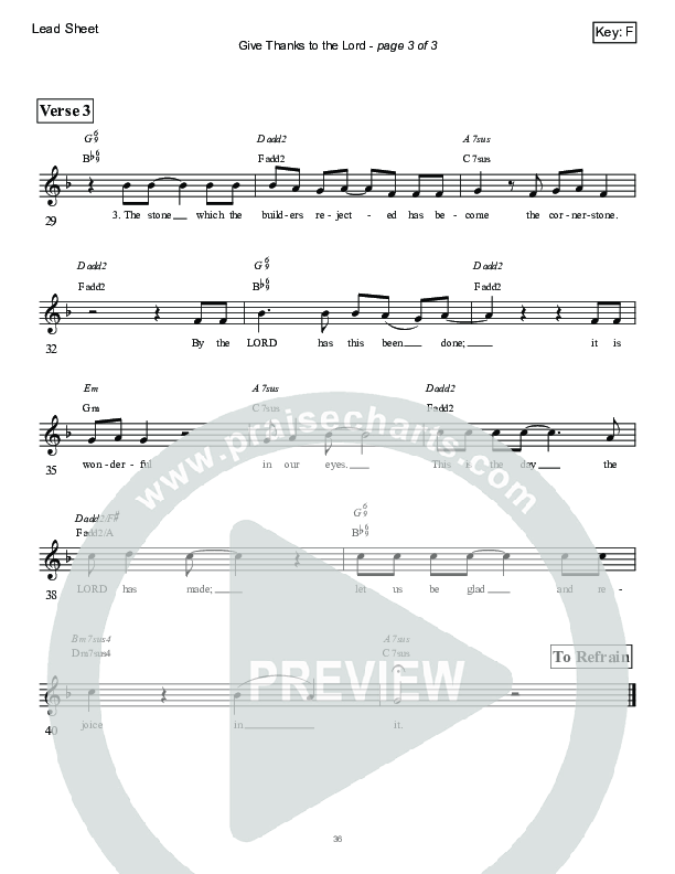 Give Thanks To The Lord (Psalm 118) Lead Sheet (Victor Rodriguez)