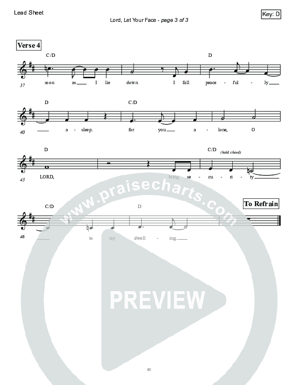 Lord Let Your Face (Psalm 4) Lead Sheet (Victor Rodriguez)