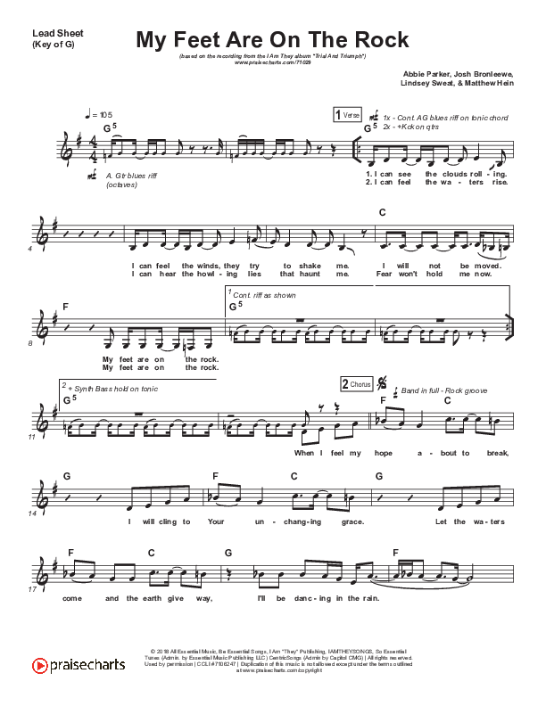 My Feet Are On The Rock Lead Sheet (Melody) (I Am They)