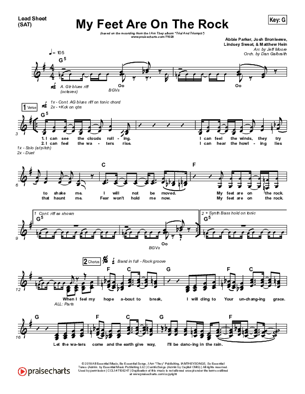 My Feet Are On The Rock Lead Sheet (SAT) (I Am They)