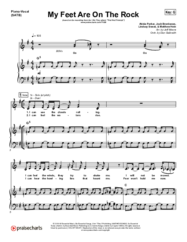 My Feet Are On The Rock Piano/Vocal (SATB) (I Am They)