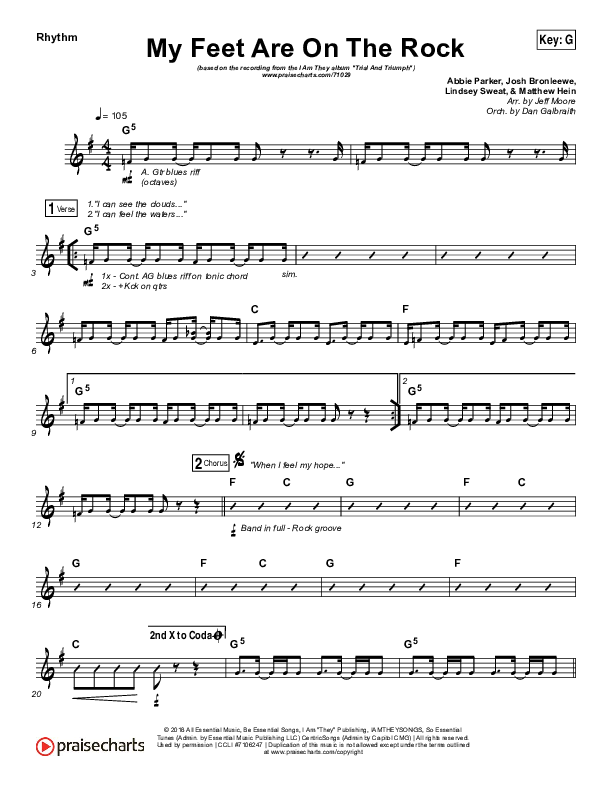 My Feet Are On The Rock Rhythm Chart (I Am They)
