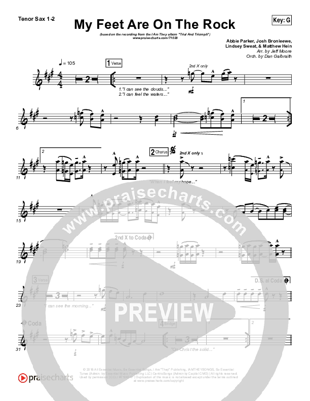 My Feet Are On The Rock Tenor Sax 1/2 (I Am They)