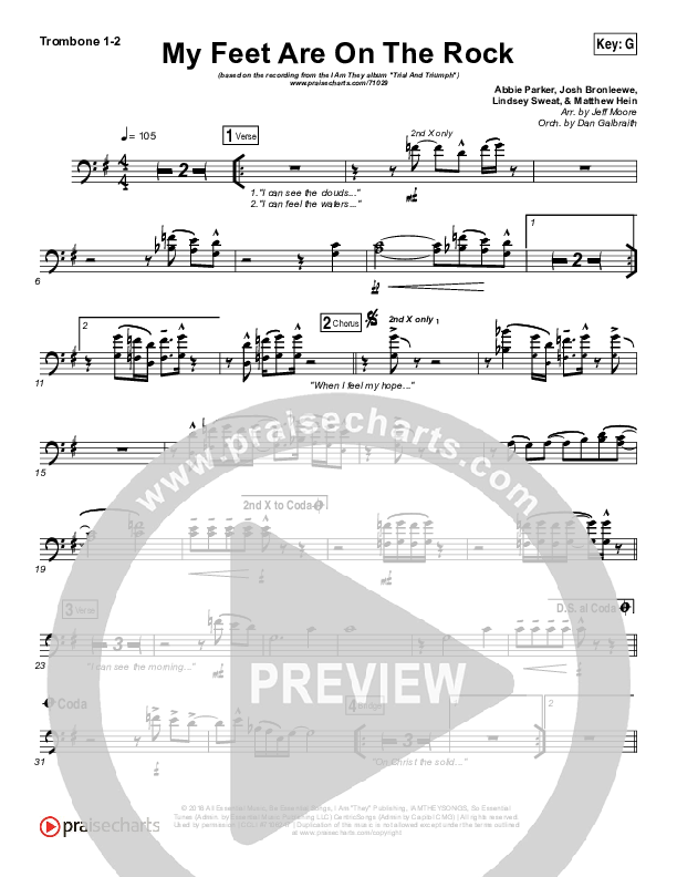 My Feet Are On The Rock Trombone 1/2 (I Am They)