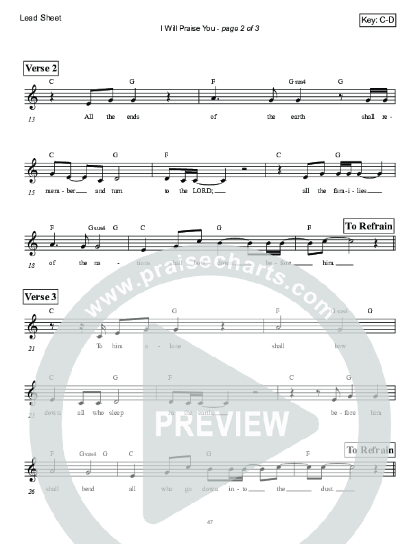 I Will Praise You (Psalm 22) Lead Sheet (Victor Rodriguez)