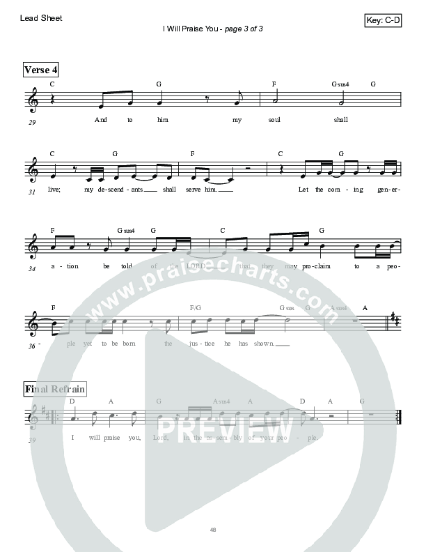 I Will Praise You (Psalm 22) Lead Sheet (Victor Rodriguez)