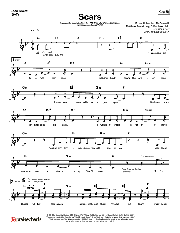 Scars Sheet Music PDF (I Am They) PraiseCharts