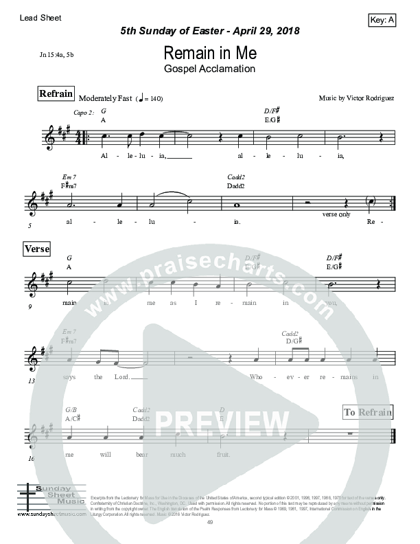 Remain In Me (John 15) Lead Sheet (Victor Rodriguez)