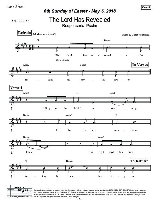 The Lord Has Revealed (Psalm 98) Lead Sheet (Victor Rodriguez)