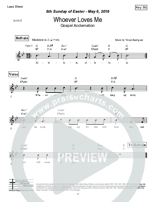 Whoever Loves Me (John 14) Lead Sheet (Victor Rodriguez)